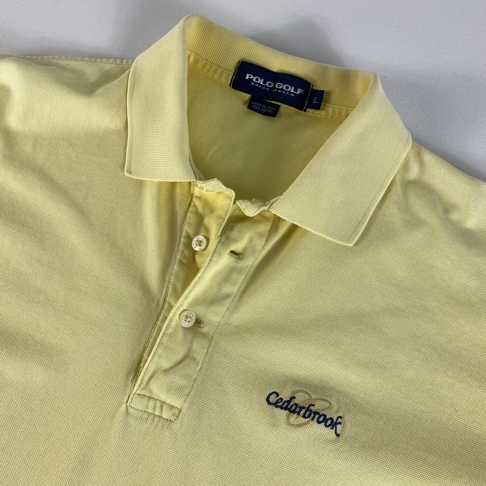 Polo Golf Ralph Lauren Polo Shirt Mens Large Yellow Short Sleeve COLOR FADED